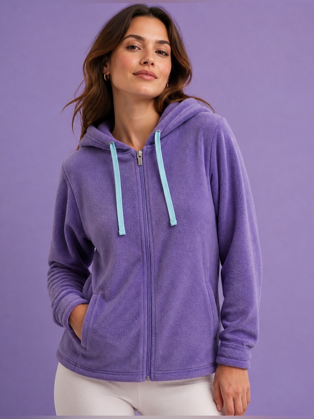 Jasmine Rose Purple Fleece Hoodie jacket